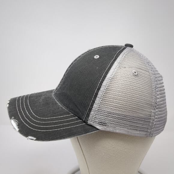 Ha Strapback Trucker Hat Gray One Size Adjustable Distressed Mesh Back 6 Panel - Picture 3 of 9